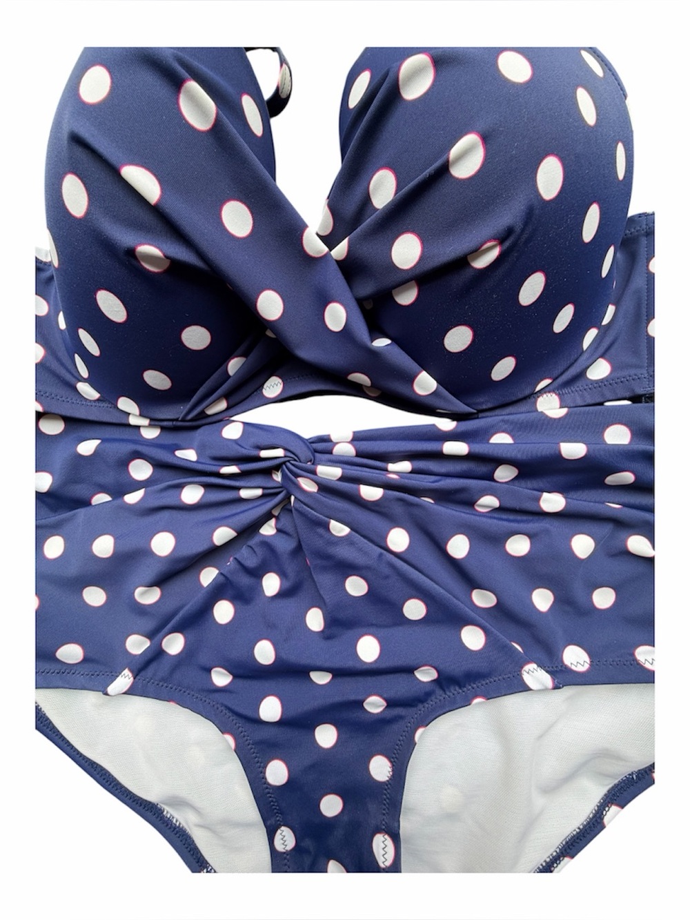 Swimsuits for All Navy Polka Dot Twist-Front Two-Piece Swimsuit Size 14